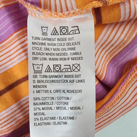 Isaac Mizrahi Live! Womens Top Medium Striped Orange 3/4 Sleeve Printed Knit - Picture 7 of 8